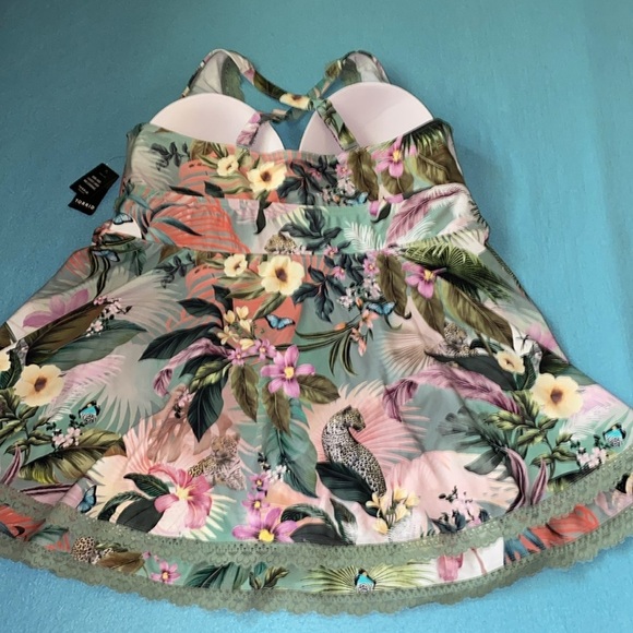 TORRID one piece swimwear swim dress skater safari print lace trim NEW size 4X - Picture 4 of 13